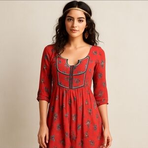 Free People Peasant Dress Orange Floral S